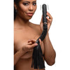 Introducing the SensaPleasure Silicone Vibra-Lasher 9X Dildo Flogger for All Genders - Black - Adult Naughty Store