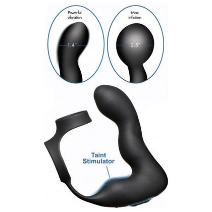 Introducing the SensaPro 10x Inflatable and Vibrating Prostate Plug with Cock and Ball Ring - Model SPX-1001 - Designed for Ultimate Pleasure and Satisfaction - Black