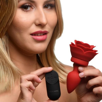 Rose Delights 28x Silicone Vibrating Anal Plug - Model RD-28S - Unisex - Backdoor Pleasure - Red