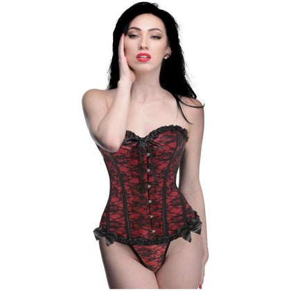 Scarlet Seduction Lace-up Corset and Thong - Large: The Ultimate Sensual Empowerment Set for Women, Unleash Your Inner Seductress with the Enchantress 3000 in Scarlet, Size Large