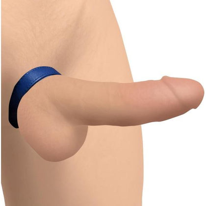 Introducing the LuxeLeather Velcro Cock Ring - Model VX-2000: The Ultimate Blue Pleasure Enhancer for Men