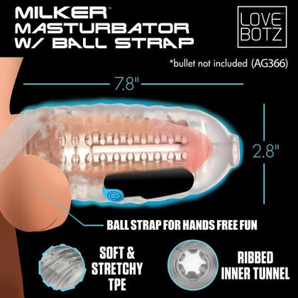Introducing the SensaPleasure Milker Masturbator with Ball Strap - Model AG790: Ultimate Pleasure for Men, Clear