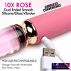 Introducing the SensaPleasure™ Rosé Vibra-Glass Dual Ended Silicone and Glass Vibrator - Model X10 - For All Genders - Pleasure for Every Zone - Pink - Adult Naughty Store