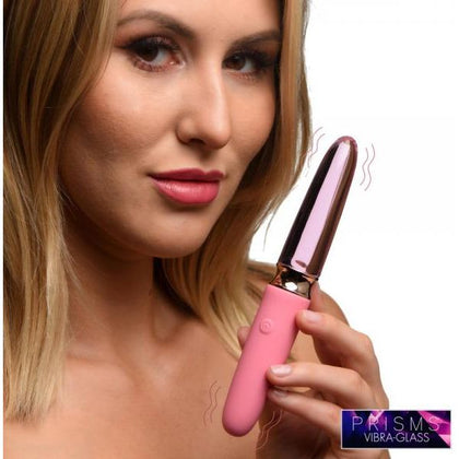 Introducing the SensaPleasure™ Rosé Vibra-Glass Dual Ended Silicone and Glass Vibrator - Model X10 - For All Genders - Pleasure for Every Zone - Pink - Adult Naughty Store