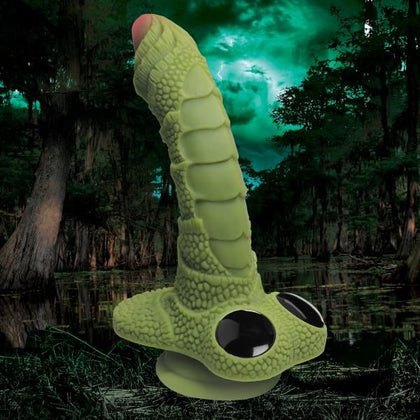 Creature Cocks Swamp Monster Green Scaly Silicone Dildo - Model CM-101: Unleash Your Wildest Fantasies with this Intriguing Pleasure Toy! - Adult Naughty Store