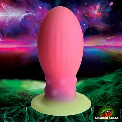 Creature Cocks Xeno Egg Glow In The Dark Silicone Egg XL - Unleash Extraterrestrial Pleasure with the Alien-Inspired Pink, Purple, and Green Glow-in-the-Dark Xeno Egg - Adult Naughty Store