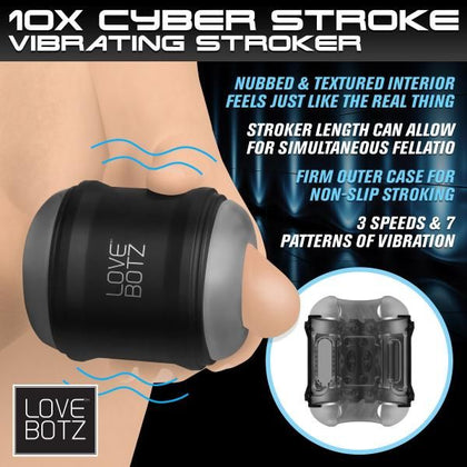 Cyber Stroke Vibrating Masturbator - Model X10 - Male Stimulation - Dual-Ended Pleasure - Black/Clear