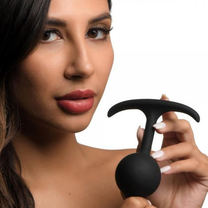 Introducing the LuxeSilk™ Premium Silicone Weighted Anal Plug - Model LS-5000: The Ultimate Pleasure for All Genders in Sultry Midnight Black