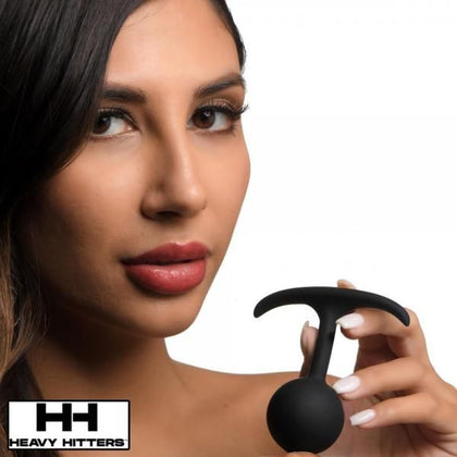 Introducing the SensaSilk™ Premium Silicone Weighted Anal Plug - Model SP-1001. A Luxurious Pleasure Experience for All Genders, Designed for Intense Backdoor Stimulation - Available in Elegant Onyx Black.