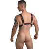 Heathen's Male Body Harness - S/m: The Ultimate Red and Black PU Leather Body Harness for Men, Model HMBH-SM, Enhance Pleasure and Showcase Your Body in Style