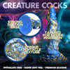 Introducing the Exquisite Pleasure Co. Kraken Tentacled Silicone Dildo - Model KT-5000 - Unisex - Deep Sea Delights - Blue & Gold - Adult Naughty Store