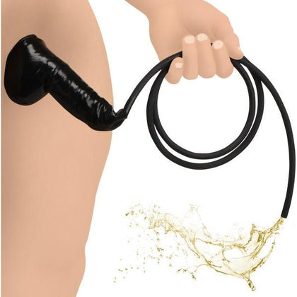 Introducing the Guzzler Realistic Penis Sheath With Tube: The Ultimate Latex Water-Sports Pleasure Enhancer for Men in Black