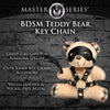 Bondage Bear Teddy Keychain - BDSM Fetish Toy for All Genders - Mini Flogger, Eye Mask, and O-Ring Harness - Beige - Adult Naughty Store