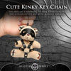 Bondage Bear Teddy Keychain - BDSM Fetish Toy for All Genders - Mini Flogger, Eye Mask, and O-Ring Harness - Beige