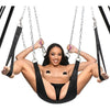 Introducing the SensaSwing™ 3000 Nylon Sex Sling - Ultimate Pleasure for All Genders, Black & Silver - Adult Naughty Store