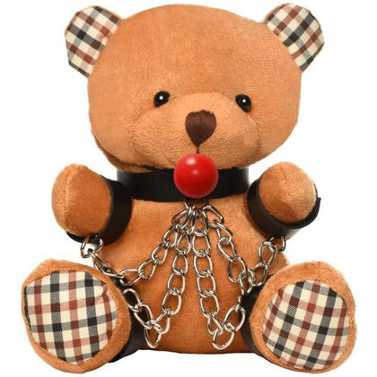Introducing the Bound Pleasure Bear - Gagged Bondage Toy, Model B-101, Unisex, for Sensual Delights, in Brown