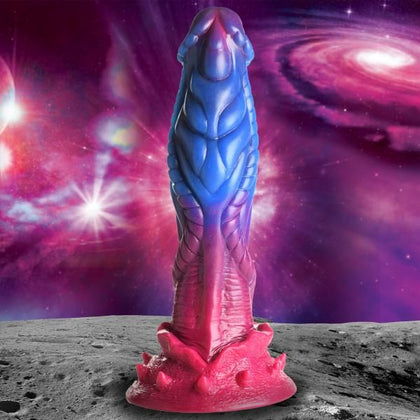 Introducing the IntimateX Pleasure Pro 5000 Alien Silicone Dildo - Cosmic Blue/Purple/Pink - For Otherworldly Sensations and Unleashed Pleasure! - Adult Naughty Store