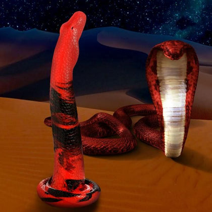 Silicone Dildo - King Cobra 14 Inch - Unisex Anal Pleasure - Red/Black - Adult Naughty Store