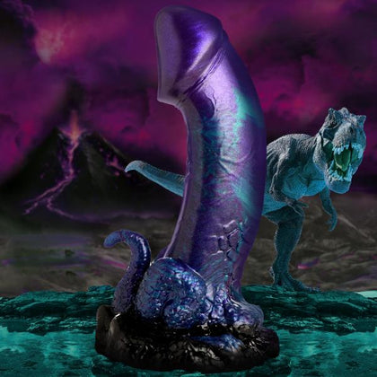 Dino-Dick Silicone Dildo - Large: Introducing the Premium Silicone Dino-Dick Dildo Model DD-500 for Exhilarating Unisex G-Spot and Prostate Stimulation in Glittering Blues, Blacks, Purples an - Adult Naughty Store