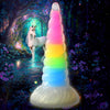 🌈 Uni-glow Illuminated Fantasy Silicone Dildo - Model Rainbow Glow #001 - Unisex - G-spot/Prostate Stimulation - Glowing Rainbow