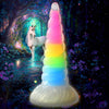 🌈 Uni-glow Illuminated Fantasy Silicone Dildo - Model Rainbow Glow #001 - Unisex - G-spot/Prostate Stimulation - Glowing Rainbow - Adult Naughty Store