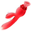 Introducing the Sultry Sensations Blooming Bunny Silicone Rabbit Vibrator Model 2022 for Her Pleasure in Red - Adult Naughty Store