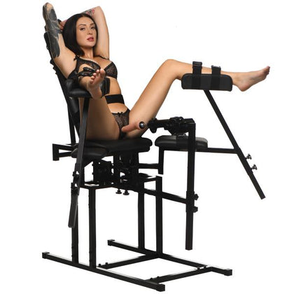 Introducing the LuxFetish Leg Spreader Obedience Chair with Sex Machine: The Ultimate Bondage Experience for Intense Pleasure!