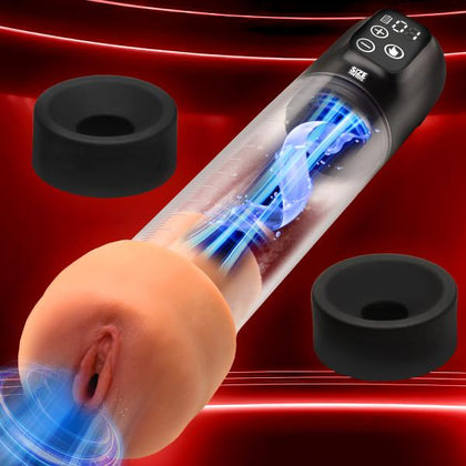 Experience Sensational Pleasure with LuvPump 2000 Sucking Penis Pump with Attachments for Men - Black & Clear