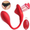 Introducing the Luxe Pleasure Devices Double Love Connection Silicone Panty Vibe With Remote Control - Model #LC-200 - Women's G-Spot and Clitoral Stimulator in Red - Adult Naughty Store