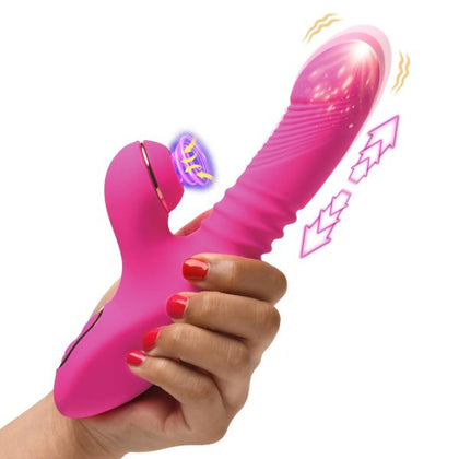 Introducing the LuxeLust Pro-Thrust Thrusting Suction Silicone Rabbit Vibrator Model PTV-500 for Women, offering Dual Stimulation for Intense Pleasure - Black