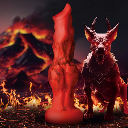 Fire Hound Silicone Dildo - Large: The Ultimate Inferno-Themed Phthalate-Free Silicone Toy for Deep Pleasure - Red 🌋