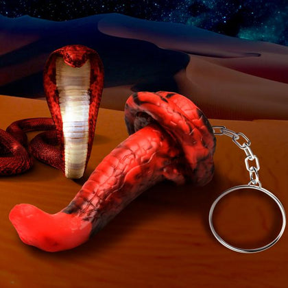 🌟Fangtastic Toys King Cobra Mini Dildo Key Chain - Model KC-001 - Unisex Fantasy Creature Keychain - Red and Black🔥
