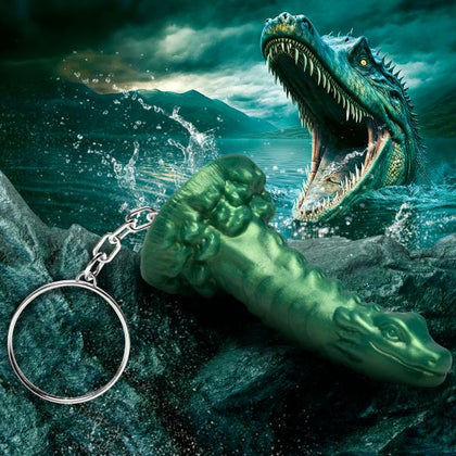 Cockness Monster Mini Dildo Key Chain  Silicone Fantasy Creature 'Nessie Jr.' D1 Gender-Neutral Green Charm