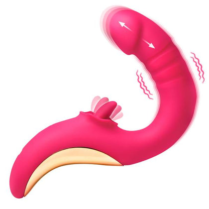 Introducing the LuxeVibe Delightful Pleasure Seeker XXL Thrusting And Licking Vibrator - Model A16, Designed for Women's Ultimate Pleasure - Pink