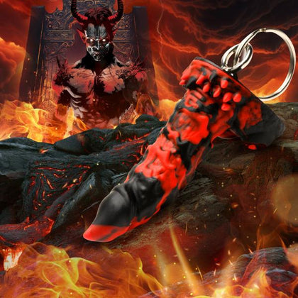 🔥 Inferno Intimates Fire Demon Mini Dildo Key Chain | Model: Inferno-666 | Unisex | Keychain | Red & Black 🔥