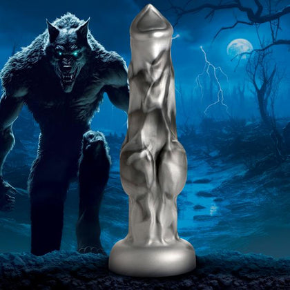 Introducing the Night Prowler Silicone Dildo - Large: NPD-001 for Male Sensory Play in Silver and Smoky Black 🌙🖤