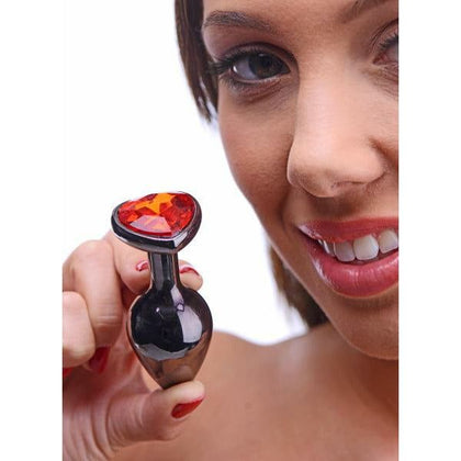 Introducing the Exquisite Ruby Red Heart Steel Butt Plug - Model RHB-001: The Ultimate Pleasure for All Genders in a Stunning Red Hue