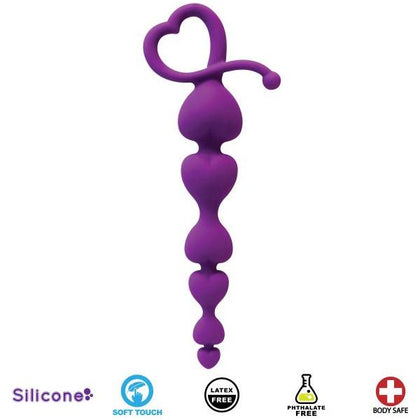 Introducing the Gossip Hearts On A String Violet Anal Beads by Curve Toys - Model: GHAS-V-01 - Unisex Anal Beads for Sensual Stimulation in Purple