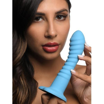 Curve Toys Simply Sweet Ribbed Silicone Blue Dildo - Model RS-7: Ultimate Pleasure for All Genders and Exquisite Stimulation for Intimate Moments