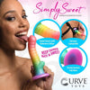 Curve Toys Ribbed Rainbow Silicone Dildo - Model RBD-2021 - Unisex Pleasure Toy for P-Spot, A-Spot, and G-Spot Stimulation - Vibrant Rainbow Color - Adult Naughty Store