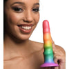 Curve Toys Zigzag Rainbow Silicone Dildo - Model ZRD-2021 - Unisex Pleasure Toy for Exquisite Stimulation - Multicolored - Adult Naughty Store