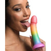 Curve Toys Phallic Rainbow Silicone Dildo - Model 69XG - Unisex Anal and Vaginal Pleasure Toy - Vibrant Multicolored Delight - Adult Naughty Store