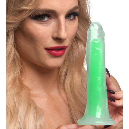 Curve Toys Glow-in-the-Dark Silicone Dildo - Model G-2021 - Unisex Pleasure - Green - Adult Naughty Store