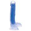 Curve Toys Glow-in-the-Dark Silicone Dildo With Balls - Model GID-7B - Unisex Pleasure - Blue