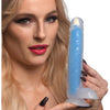 Curve Toys Glow-in-the-Dark Silicone Dildo With Balls - Model GID-7B - Unisex Pleasure - Blue