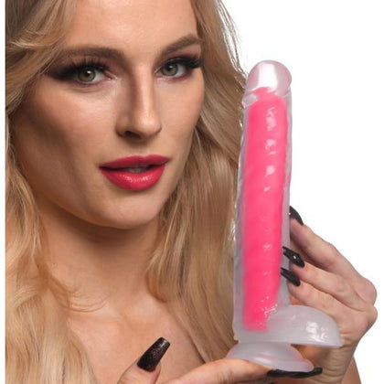 Curve Toys XG-2000 Glow-in-the-Dark Silicone Dildo With Balls - Unisex Pleasure Toy for Intimate Moments - Pink - Adult Naughty Store