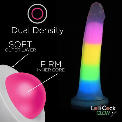 Curve Toys Rainbow Glow-in-the-Dark Silicone Dildo - Model XJ-200 - Unisex Pleasure - Rainbow - Adult Naughty Store