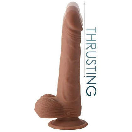 Curve Toys Thrusting and Vibrating 8 Inch Dildo - Medium, Unisex, Dual-Layered Silicone, 3 Thrusting Modes, 7 Vibration Modes, Waterproof, Suction Cup Base, Temperature Play, Hypoallergenic,  - Adult Naughty Store