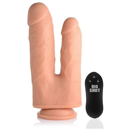 Curve Toys Turbo Power Double Shot Silicone Remote Control Double Dildo - Model DS-2000 - For All Genders - Dual Penetration Pleasure - Light - Adult Naughty Store