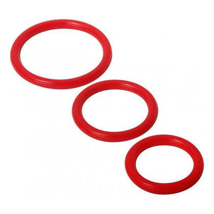 Trinity Silicone Cock Rings Red - Set of Three, Enhance Pleasure and Comfort for Men, Various Sizes (1.25
